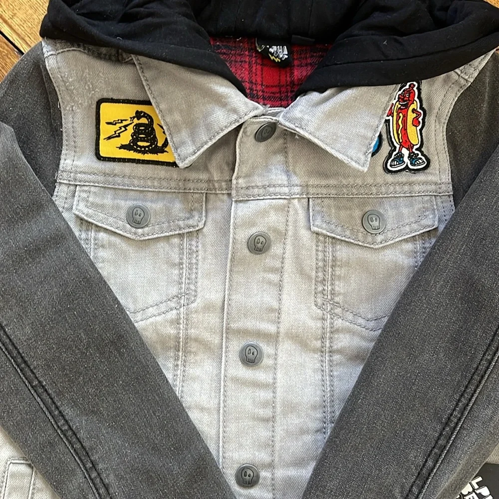 ALPHABET SOUP HOODED DENIM JACKET NWT